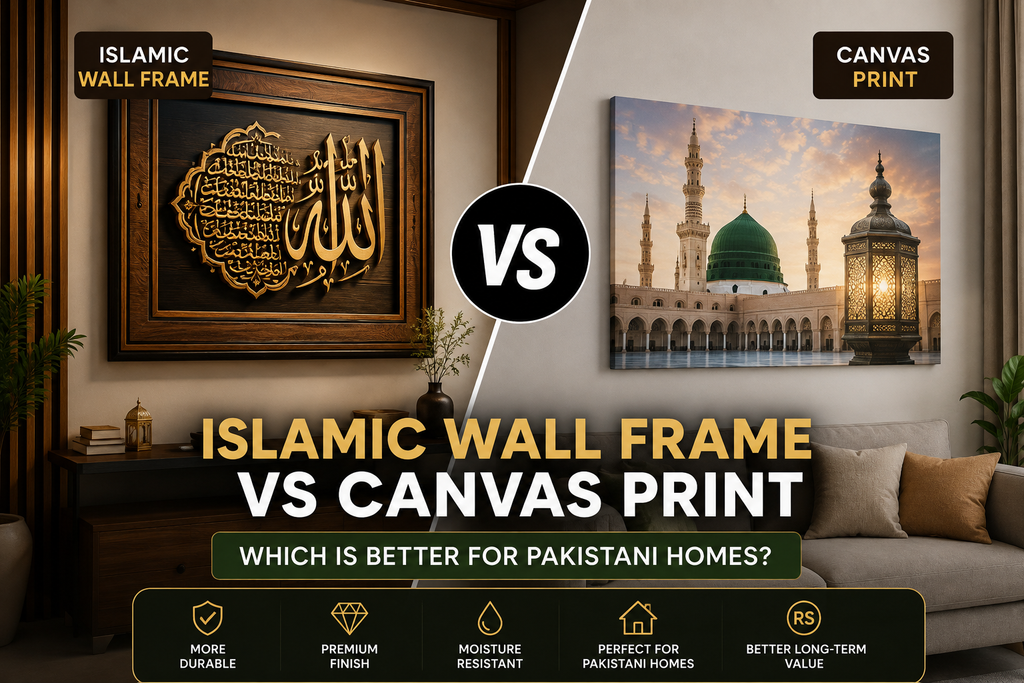 Islamic Wall Frame vs Canvas Print Pakistan: Which Is Better for Pakistani Homes?