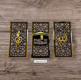 Set of 3 Islamic Wall Art Allah Muhammad (SAW) Kaaba