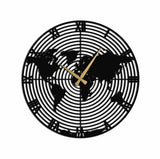 Map Wall Clock Wooden