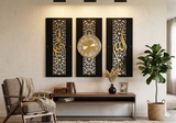 3 Panel Roman Clock & Allah Muhammad Acrylic - Wooden Wall Clock