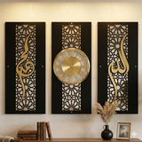 3 Panel Roman Clock & Allah Muhammad Acrylic - Wooden Wall Clock