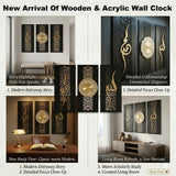 3 Panel Roman Clock & Allah Muhammad Acrylic - Wooden Wall Clock