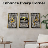 Set of 3 Islamic Wall Art Allah Muhammad (SAW) Kaaba