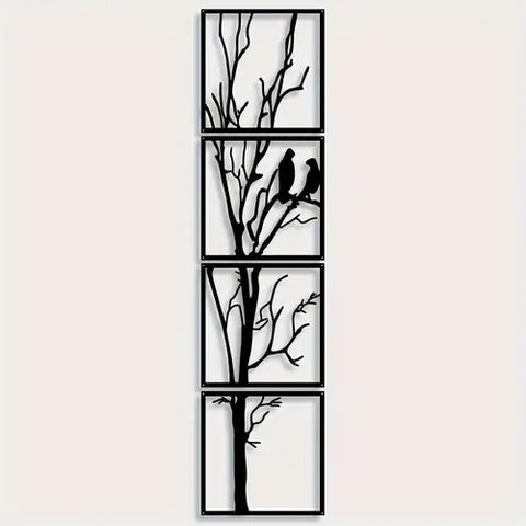 4 Pcs Box Style Birds Tree Wall Art
