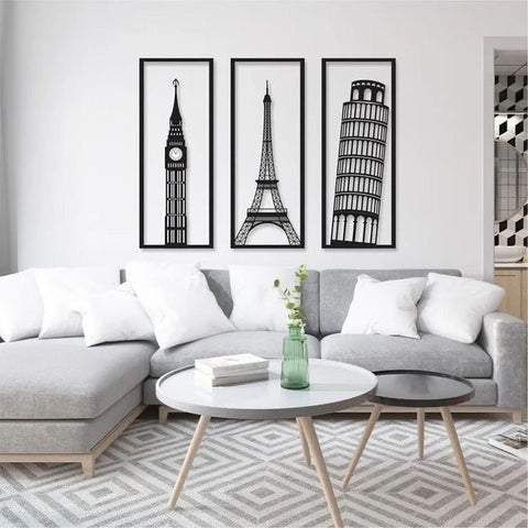 3 Eiffel Style Wooden Wall Hanging