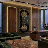 Luxury black and gold Islamic wall decor clock for home