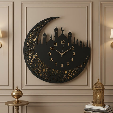 Eid Sale Wooden 1 Pc Wall Clock Moon Style 20*20 inch Size