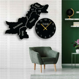 Wooden Pakistan Map With Clock