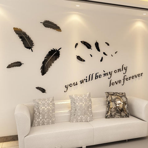 Feather Shape Mural Decals - BLACK